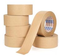 ADHES Nastro adesivo di carta kraft con bloccaggio ad acqua bagnata a 6 rulli, nastro di carta kraft attivato ad acqua 50mm x 50m, riciclabile e facile da degradare