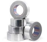 ADHES Nastro Adesivo in Alluminio per Riparazioni, Resistente da 80°C a 100°C, Nastro Sigillante alte temperature Foil Tape 50mm x 64m, 5 rotoli