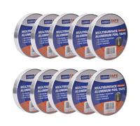 ADHES Nastro Adesivo in Alluminio per Riparazioni, Resistente da 80°C a 100°C, Nastro Sigillante alte temperature 20mm x 50m, 10 rotoli