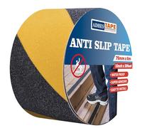 ADHES Nastro Antiscivolo Elevato Grip, Nastro Di Sicurezza Antiscivolo, Autoadesivo Nastro Da Segnalazione Giallo E Nero Per Interno Ed Esterno Gradini, Nastro Di Avvertenza Di Pericolo, 75mm X 6m