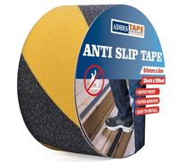 ADHES Nastro Antiscivolo Elevato Grip, Nastro Di Sicurezza Antiscivolo, Autoadesivo Nastro Da Segnalazione Giallo E Nero Per Interno Ed Esterno Gradini, Nastro Di Avvertenza Di Pericolo, 50mm X 6m