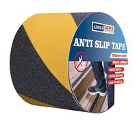 ADHES Nastro Antiscivolo Elevato Grip, Nastro Di Sicurezza Antiscivolo, Autoadesivo Nastro Da Segnalazione Giallo E Nero Per Interno Ed Esterno Gradini, Nastro Di Avvertenza Di Pericolo, 100mm X 6m