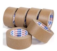 ADHES Nastro Da Imballaggio In Carta Kraft, Nastro Adesivo Per Pacchi, Materiale A Base Biologica, Ecologico, Riciclabile, Marrone, 50 mm x 50 m, 6 rotoli
