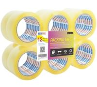 ADHES Nastro Da Imballaggio Trasparentepacchetto Nastro Adesivo 48 mm x50 m, Spessore 2.6mil,12Rotoli