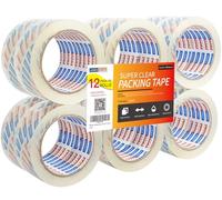 ADHES, nastro trasparente per imballaggi in ufficio e casa, rotolo di nastro trasparente ((SUPER CLEAR)48mm x 50m x2.6mil x 12 rotoli)