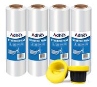 ADHES TAPE Pellicola Imballaggio Trasparente 380mm x 305m,4 roll Plastica Pellicola Protettiva, Pellicola per Imballaggio Per Pallet e Pellicola Termoretraibile, Traslochi Stretch Shrink Wrap
