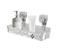 Adhesive Basket, Floating Bathroom Tray, Vacuum Grip Organizer for Conditioner Scrub Razor Mirror Tiles Tidy Accessory Vertical Space Management Module Neatness Efficiency System Support Base