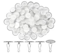 Adhesive Ceiling Hooks - 100 Pieces Clear No Drill Ceiling Hangers, Strong Hold Transparent Adhesive Hanging System, Removable Organization Clips Solution For Entryway Kitchen Bathroom Living Room