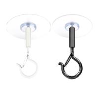 Adhesive Ceiling Hooks - No-Drill Ceiling Hooks With Sticky Adhesive | Windproof Safety Buckle | 2 Pack Heavy Duty Hanging For Lanterns, String Lights, Wind Chimes, Clothing, Kitchen Supplies - Blac