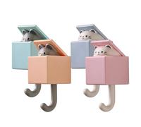Adhesive Hooks | 4 Pieces Cute Funny Cat Space Saving Hanger | Adhesive Tow | Sticky Wall Hooks Storage Set For Home Bathroom Bedroom Kitchen Living Room Dorm College Bag Coat Hat Robe