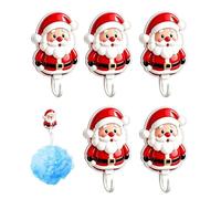 Adhesive Hooks, Santa Gingerbread Accent, Playful Hanger, 5 Piece Hook | This playful accent adhesive hook set gives 5 piece sticky hanger use for living room bathroom and dorm coat keys.
