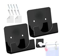 Adhesive Shower Rod Holder, Acrylic Wardrobe Pipe Brackets, 3.11x3.11in Invisible Sturdy Pipe Retainer, Strong Hold Rod Support for Home, Bathroom, Kitchen, Hotel Use