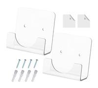 Adhesive Shower Rod Holder, Acrylic Wardrobe Pipe Brackets, 3.11x3.11in Invisible Sturdy Pipe Retainer, Strong Hold Rod Support for Home, Bathroom, Kitchen, Hotel Use