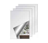 Adhesive Wall Mirror, 4Pcs Self-Adhesive Wall Mirror, Frameless, 20 x 30cm Acrylic Mirror Sheet, Adhesive Door Mirror for Sticking Bathroom Living Ro