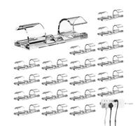 Adhesive Wire Clips - Wall Cable Manager - Self-Adhesive Cord Holder | 20 Pack Clamps | Strong Sticky Backing | Keeps Cords Tidy | Perfect Solution For Home Office, Desk, And Desktop Setup