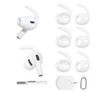 Adhiper 3 paia di ganci per auricolari per AirPods Pro 3 (2025) [aggiunta di custodia e moschettone] ganci per orecchie sportivi antiscivolo compatibili con AirPods di terza generazione (bianco)