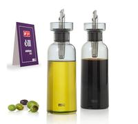 AdHoc AromaPour - Set di 2 bottiglie per olio e aceto, in vetro grigio, 300 ml, dispenser filtrato antigoccia, per olio e aceto, lavabile in lavastoviglie