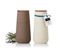 AdHoc MP159 Scape - Set di macinapepe e sale in rilievo, beige scuro e beige chiaro, con macinino in ceramica CeraCut®, regolabile in modo continuo, leggero e facile da usare, in confezione regalo
