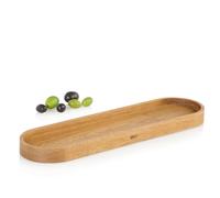 AdHoc Sottobicchiere Posto in legno di acacia, macina sale e pepe, supporto per latte e zucchero, supporto per tè e caffè, ampolla per candele, 35 x 8 cm