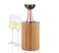 AdHoc WK30 - Refrigeratore per bottiglie di vino, spumante, champagne VINE | adatto a tutti i tipi di bottiglie | legno di acacia, acciaio inossidabile