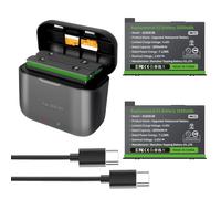Adicop insta 360 X3 Batterie Impermeabili con hub Caricabatterie per Batteria Insta 360 ONE X3, 2PCS 1850mAh Batteria compatibile con Insta 360 x3