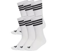 adidas Mixte 3 Stripes Essentials Cushioned Crew Socks 6 Pair Pack, white/black/black, 6.5-8