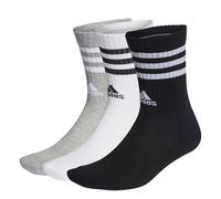 adidas 3-stripes Cushioned Crew Socks 3 Pairs, Calzini Unisex - Bambini e ragazzi, Medium Grey Heather/White/Black/White, S (Pacco da 3)