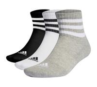 adidas Unisex - Adulto 3-Stripes Cushioned Sportswear Mid-Cut Socks 3 Pairs, Medium Grey Heather / White / Black, 6.5-8