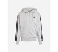 adidas Homme Essential Three Stripes French Terry Fullzip Hoodie, Medium Grey Heather/Black, L