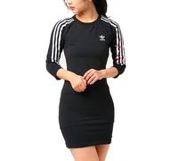 Adidas 3-Stripes Vestito Donna Elasticizzato Mini Abito Estivo Maglia Lunga Nero