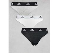 adidas - Active Comfort - Confezione da 3 perizomi in cotone nero, grigio e bianco-Multicolore XS