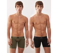 adidas - Active Flex - Confezione da 2 boxer sportivi in cotone flex neri e kaki-Multicolore S
