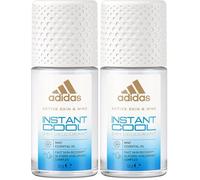 adidas Active Skin & Mind, Instant Cool Deodorante Roll On per Uomo e Donna, 24 Ore di Protezione, 50 ml - Unisex (Confezione da 2)