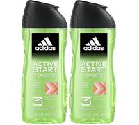 adidas, Active Start Gel Doccia Bagnoschiuma 3 in 1 per Corpo, Capelli e Viso, Formula Vegana, 250ml (Confezione da 2)