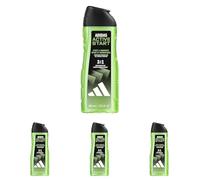 adidas, Active Start Gel Doccia Bagnoschiuma 3 in 1 per Corpo, Capelli e Viso, Formula Vegana, 400ml (Confezione da 4)