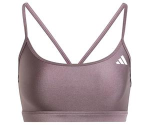 Adidas Aeroreact Training Light Support Shiny Bra - Reggiseno da Allenamento con Supporto Leggero da Donna, Shadow Fig,