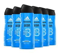 Adidas, After Sport Gel Doccia Bagnoschiuma 3 in 1 per Corpo, Capelli e Viso, 6 flaconi da 400 ml