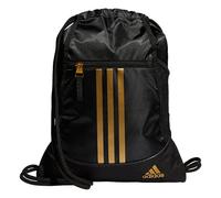 adidas Alliance Sackpack (12l) Lightweight Athletic Small Drawstring Team Sports Workout Bag Borsa a Sacco, Nero/Oro Metallico/Nero, Taglia Unica Unisex-Adulto