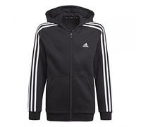 adidas B 3s Fz Hd, Felpa con Cappuccio Bambini e Ragazzi, Nero/Bianco, 6-7 anni