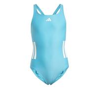 adidas Bambina 3-STRIPES C-BACK SWIMSUIT, Lucid Cyan / White, 4-5 Years