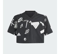 adidas Bambina Brand Love Crop Tee, Black/Mgh Solid Grey/White, 13-14 Years