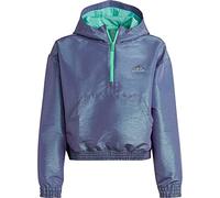 adidas Bambina Dance Loose Fit Woven Half-Zip Hooded Track Top, Violet Fusion/Easy Green/Silver Metallic, 14-15 Years