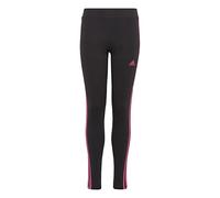 adidas Bambina Essentials 3-Stripes Cotton Tights, Black/Semi Lucid Fuchsia, 13-14 Years