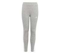 adidas Bambina Essentials 3-Stripes Cotton Tights, Medium Grey Heather/White, 14-15 Years