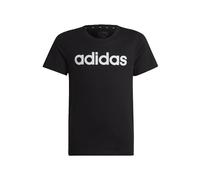 adidas Bambina Essentials Linear Logo Cotton Slim Fit Tee, Black/White, 7-8 Years