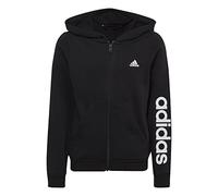 adidas Bambina Essentials Linear Logo Full-Zip Hoodie, Black/White, 9-10 Years