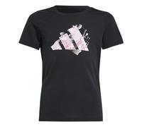 adidas Bambina Flower Print Training Graphic Tshirt, Black, 7-8 Years
