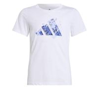 adidas Bambina Flower Print Training Graphic Tshirt, White, 14-15 Years