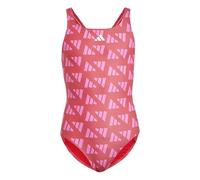 Adidas Bambina Logo Graphic V-Back Swimsuit Kids, Semi Lucid Red/Lucid Pink, 7-8 Years
