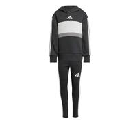adidas Bambina Seasonal Essentials TIBERIO 3 Stripes Fleece Leggings Set, Black/White/Grey Two, 5-6 Years